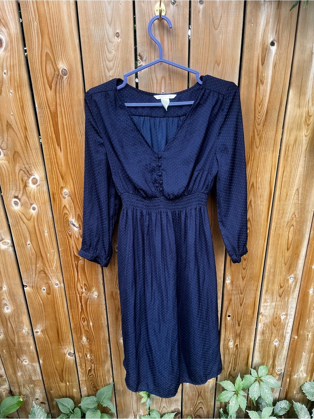 H&M MAMA Navy V-Neck Long Sleeve Midi Dress